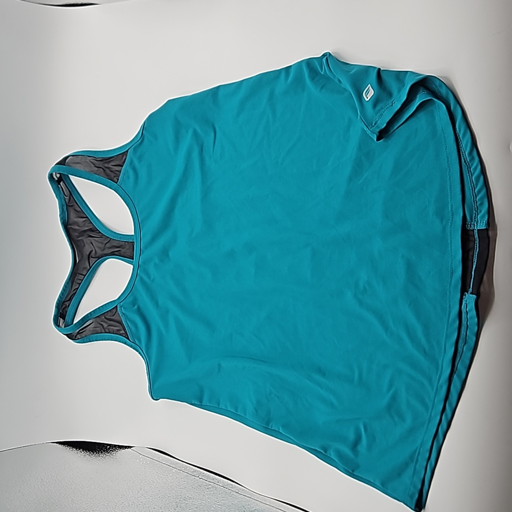 Fabletics teal green/black tank top,  ? small, racer back